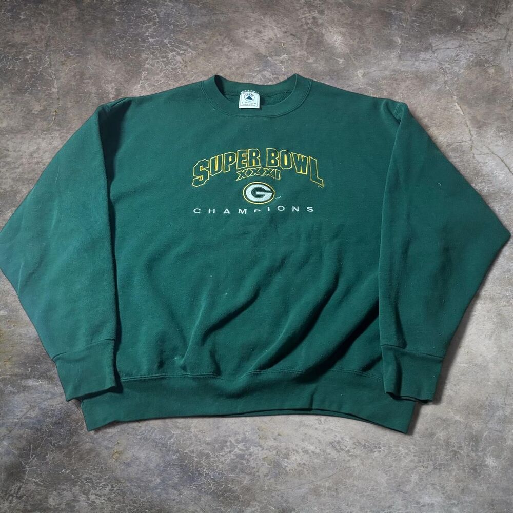 Delta Green Bay Packers Sweatshirt Men’s XL Green Super Bowl XXXI Vintage NFL 90